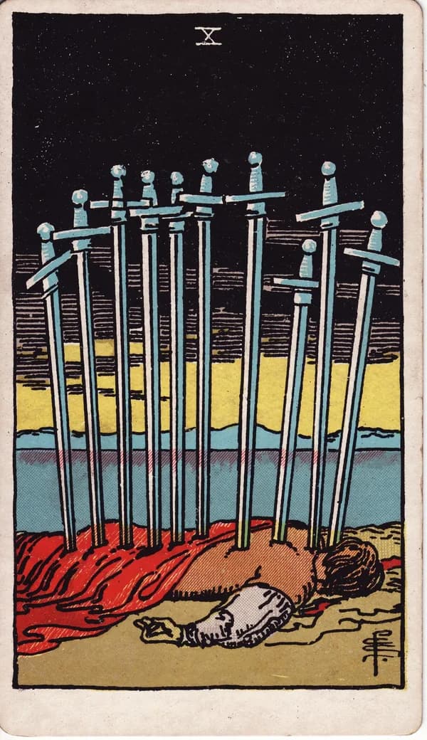 寶劍十 Ten of Swords 塔羅牌