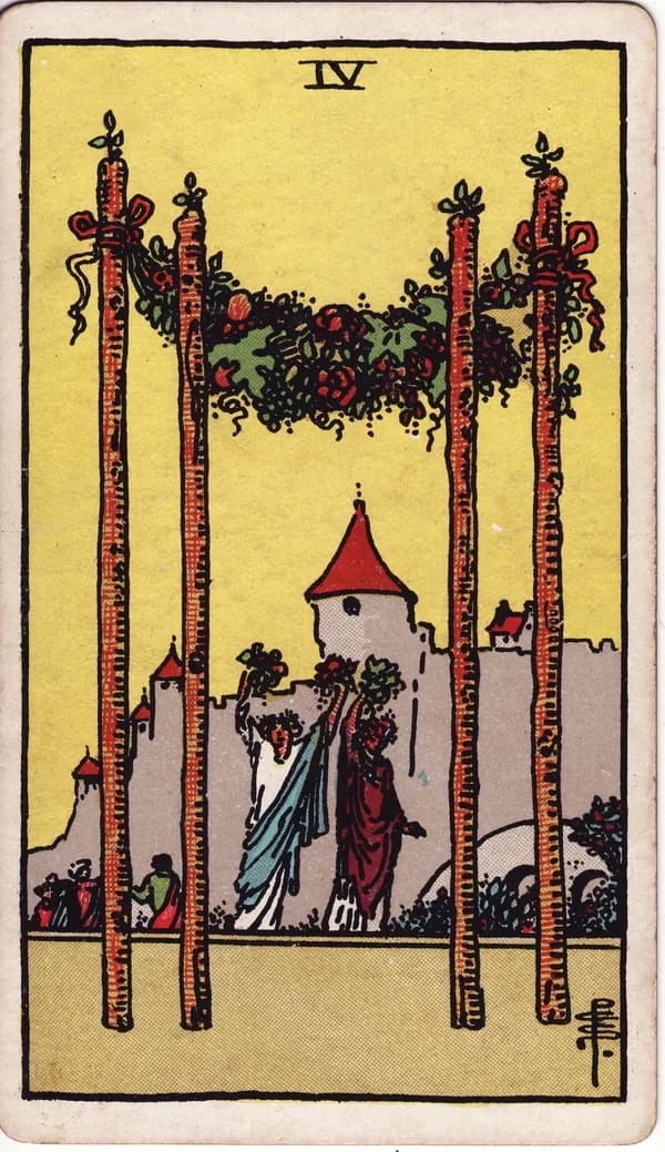 權杖四 Four of Wands 塔羅牌