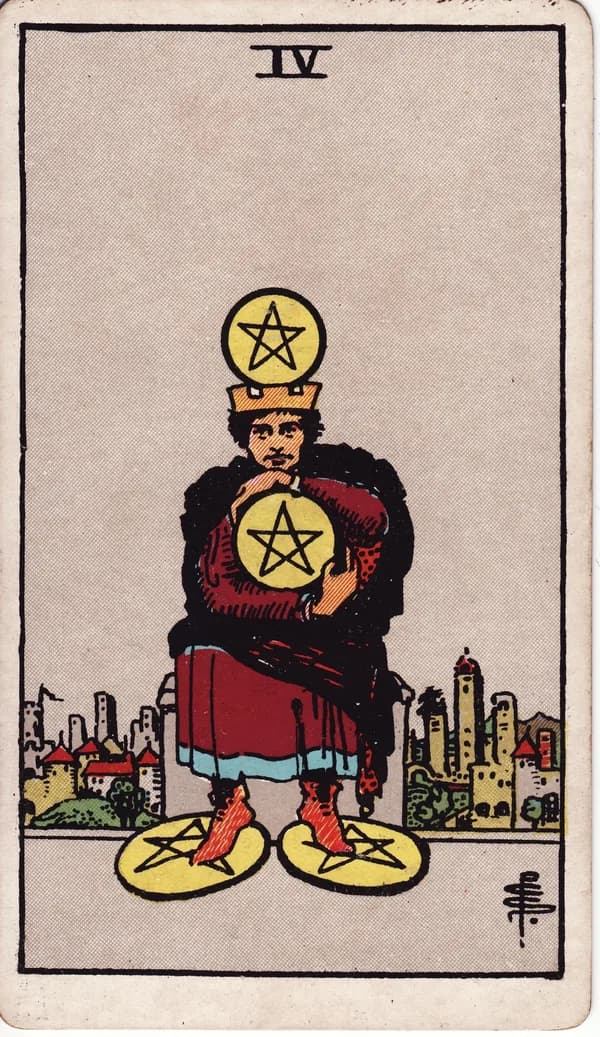 錢幣四 Four of Pentacles 塔羅牌